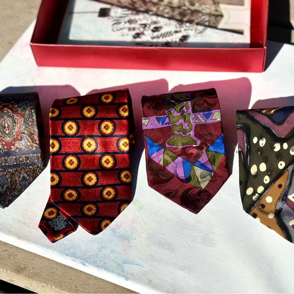 Collectible four SILK Tie Set handmade, signed, quality